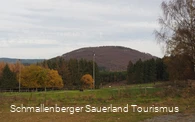 Blick vom Parkplatz an der Handweiserhütte auf den Wilzenberg bei Grafschaft