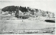 Sicht auf die Stadt und Friedhof auf dem Werth von Südosten her um 1896. 